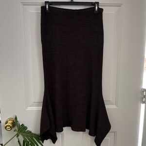 Dolan Ribbed Knit Brown Skirt with Mermaid - Handkerchief Hem - Size M